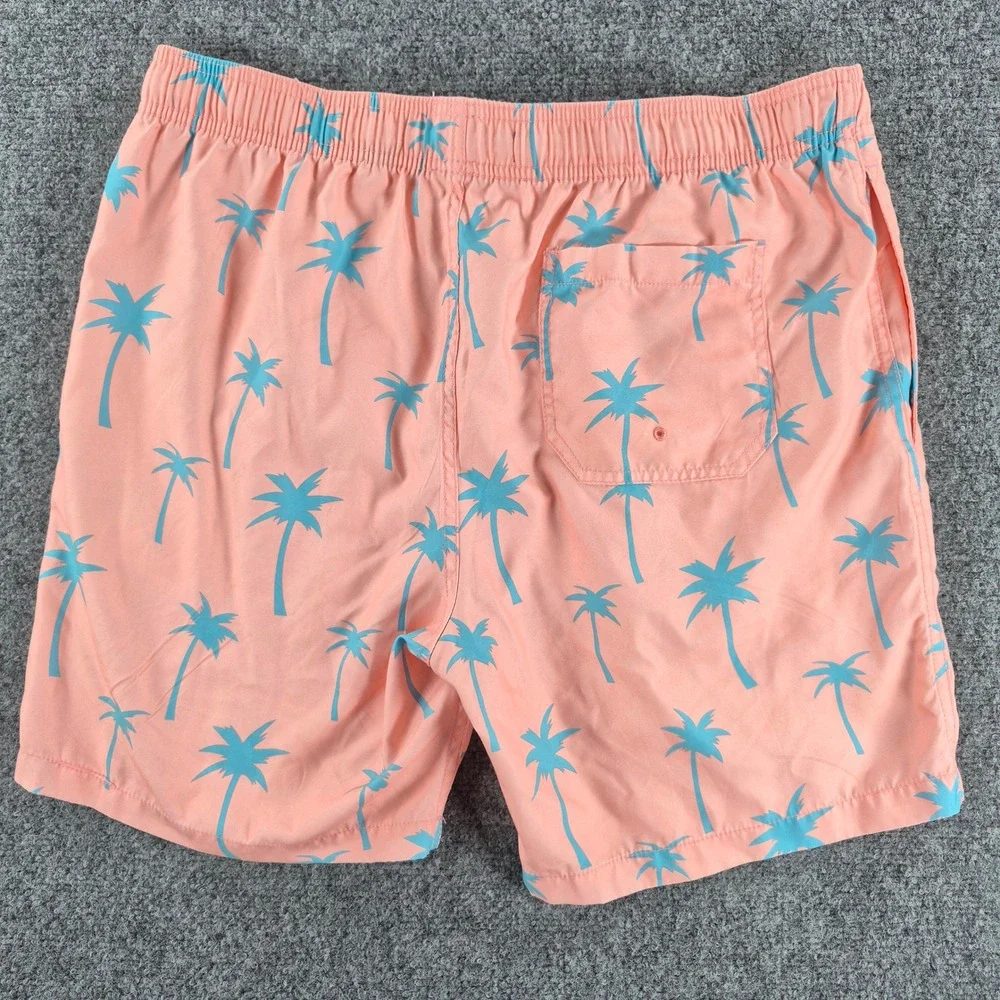 Ambsn California Mens Palm Tree Swim Trunks Peach Pink Blue Size L S19TB05